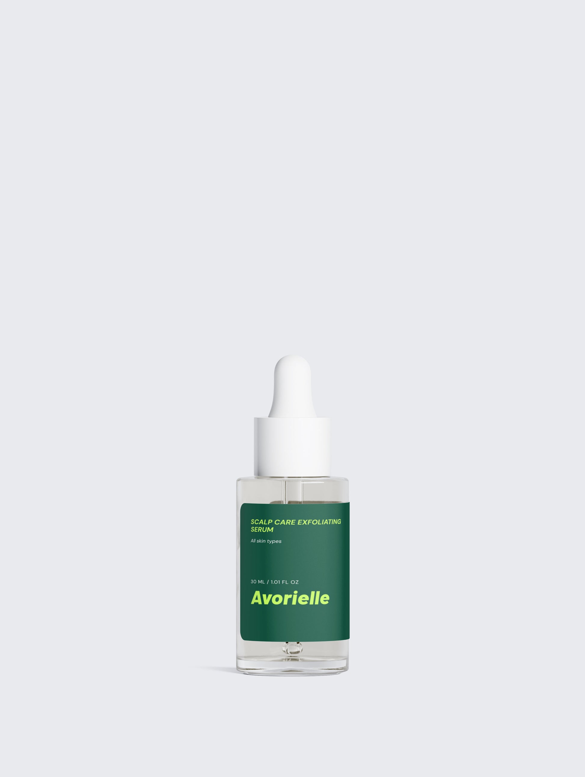 Scalp Care Exfoliating Serum bottle with dropper for healthier hair and scalp exfoliating serum.