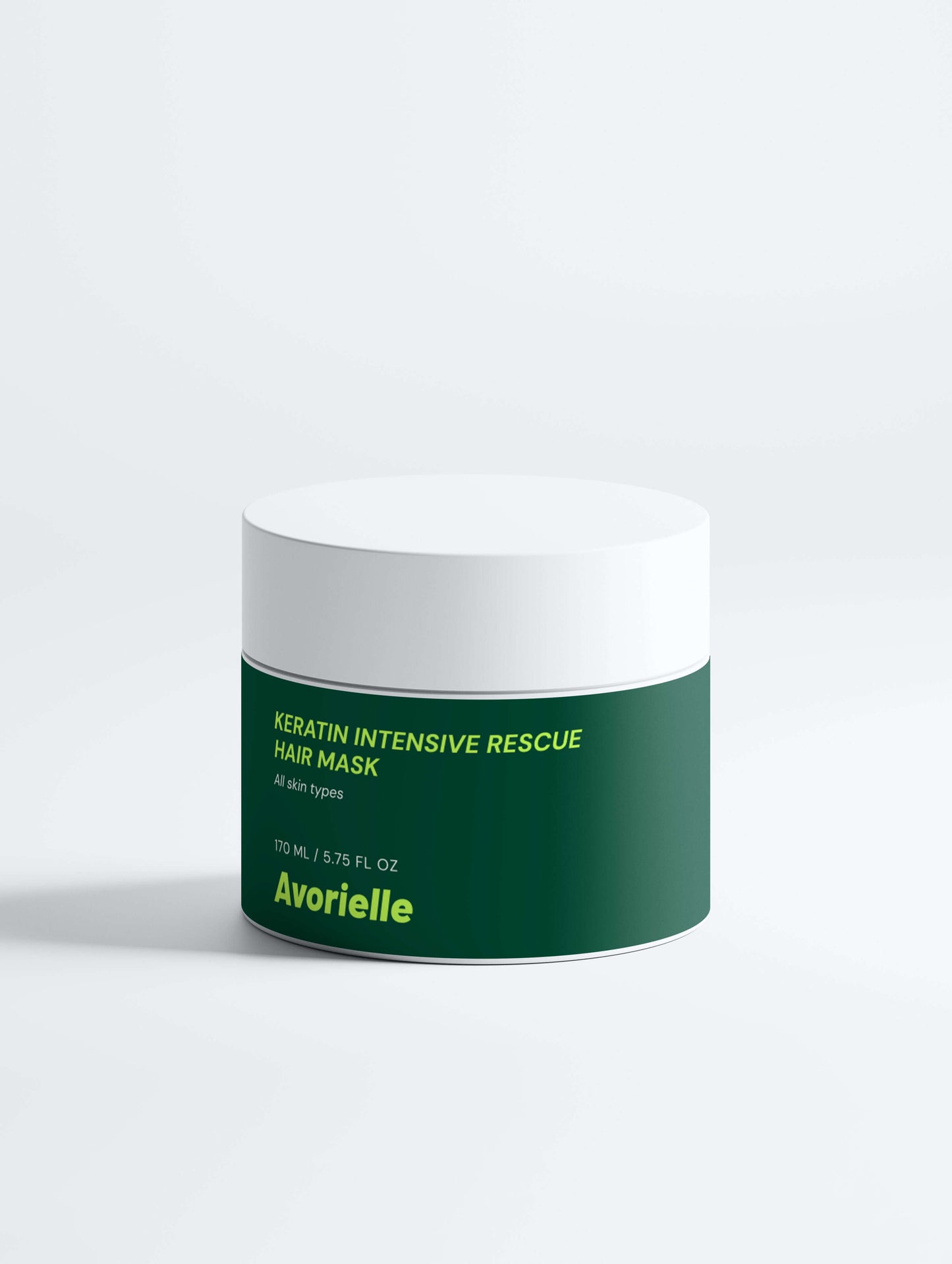 Keratin Intensive Rescue Hair Mask in a green jar, ideal keratin hair mask for damaged hair.