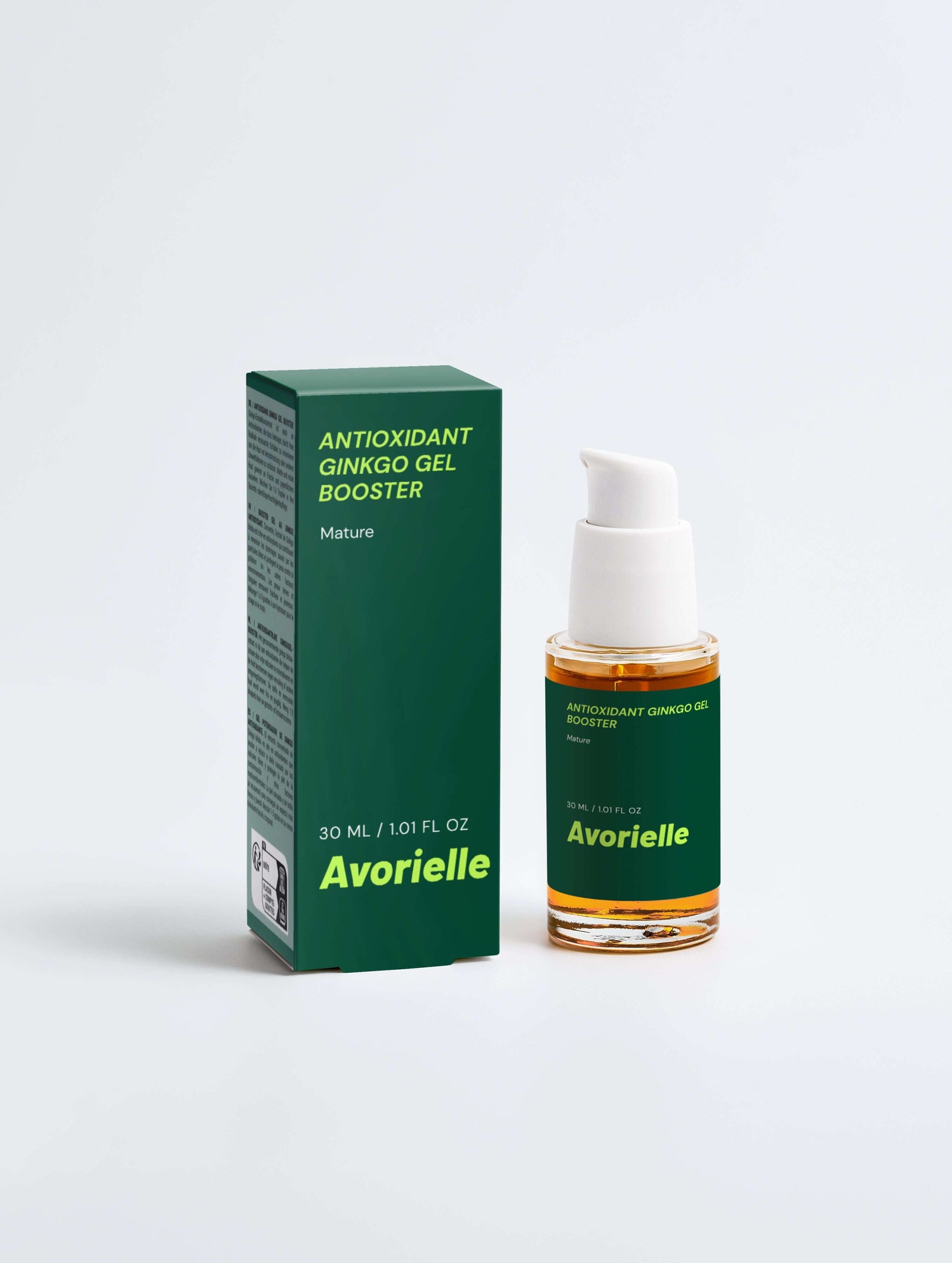 Antioxidant Ginkgo Gel Booster with Ginkgo biloba extract for youthful, revitalized skin.