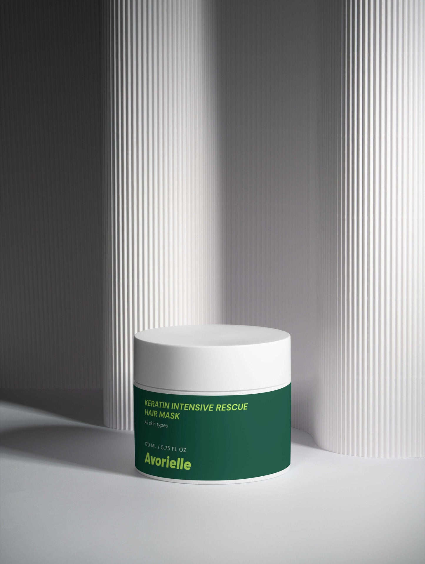 Keratin Intensive Rescue Hair Mask, a keratin hair mask for damaged hair, displayed in a sleek and modern setting.